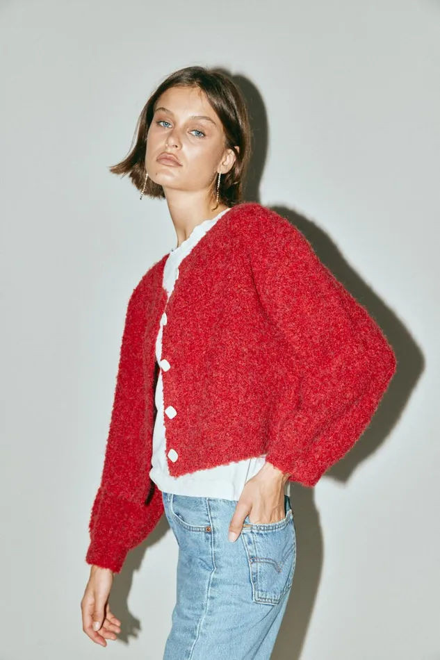 VRG GRL JumpersSweaters Elsie Knit Cardigan Chilli 8211 Women VRG GRL JumpersSweaters Elsie Knit Cardigan Chilli 8211 Women