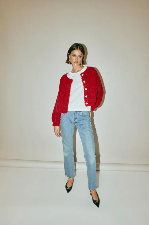 VRG GRL JumpersSweaters Elsie Knit Cardigan Chilli 8211 Women VRG GRL JumpersSweaters Elsie Knit Cardigan Chilli 8211 Women