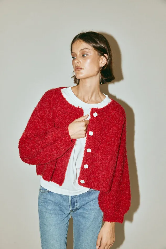 VRG GRL JumpersSweaters Elsie Knit Cardigan Chilli 8211 Women VRG GRL JumpersSweaters Elsie Knit Cardigan Chilli 8211 Women