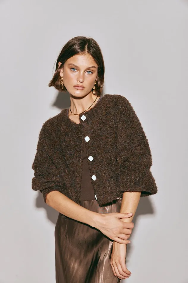 VRG GRL JumpersSweaters Elsie Knit Cardigan Chocolate 8211 Women