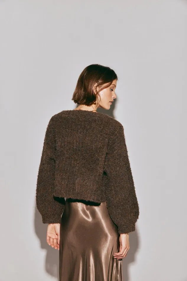 VRG GRL JumpersSweaters Elsie Knit Cardigan Chocolate 8211 Women VRG GRL JumpersSweaters Elsie Knit Cardigan Chocolate 8211 Women