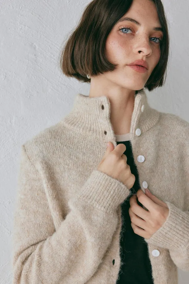 VRG GRL JumpersSweaters Henley Knit Cardigan Marle 8211 Women VRG GRL JumpersSweaters Henley Knit Cardigan Marle 8211 Women
