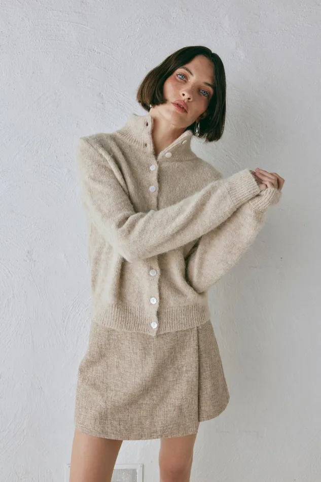 VRG GRL JumpersSweaters Henley Knit Cardigan Marle 8211 Women VRG GRL JumpersSweaters Henley Knit Cardigan Marle 8211 Women
