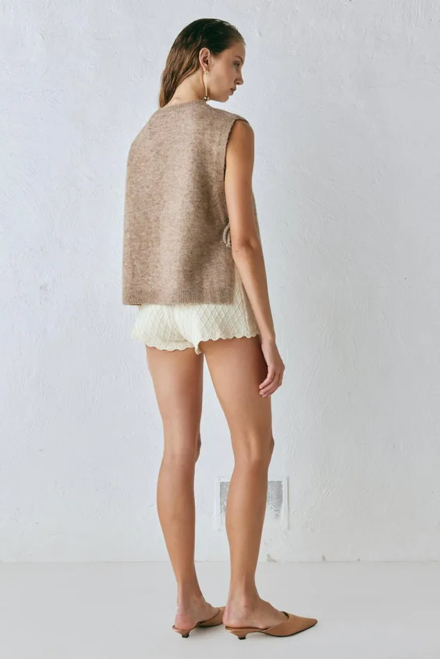 VRG GRL JumpersSweaters Molly Knit Vest Taupe 8211 Women VRG GRL JumpersSweaters Molly Knit Vest Taupe 8211 Women