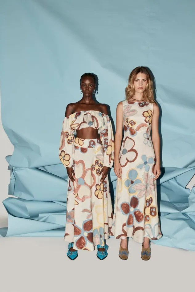 VRG GRL MidiMaxi Dresses Art Of Bloom Linen Bias Cut Maxi Dress Flower 8211 Women VRG GRL MidiMaxi Dresses Art Of Bloom Linen Bias Cut Maxi Dress Flower 8211 Women