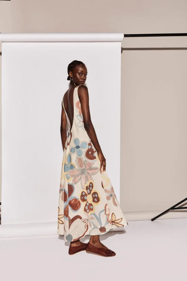 VRG GRL MidiMaxi Dresses Art Of Bloom Linen Bias Cut Maxi Dress Flower 8211 Women VRG GRL MidiMaxi Dresses Art Of Bloom Linen Bias Cut Maxi Dress Flower 8211 Women