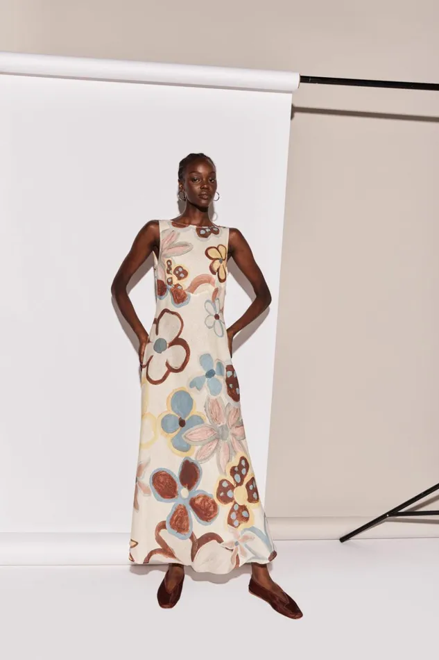 VRG GRL MidiMaxi Dresses Art Of Bloom Linen Bias Cut Maxi Dress Flower 8211 Women VRG GRL MidiMaxi Dresses Art Of Bloom Linen Bias Cut Maxi Dress Flower 8211 Women