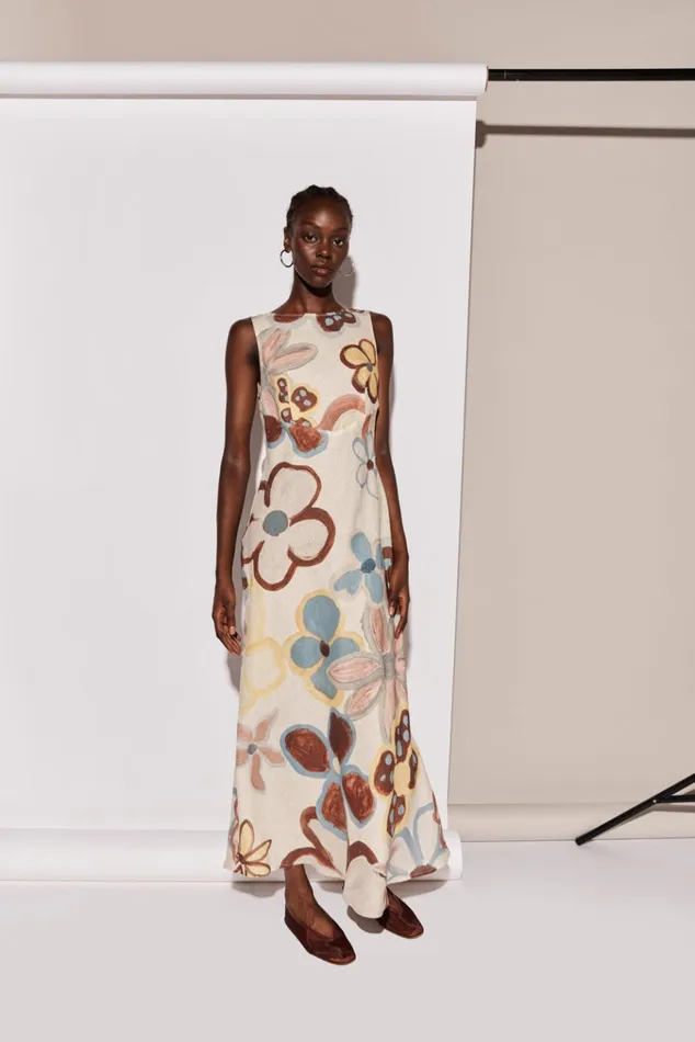 VRG GRL MidiMaxi Dresses Art Of Bloom Linen Bias Cut Maxi Dress Flower 8211 Women VRG GRL MidiMaxi Dresses Art Of Bloom Linen Bias Cut Maxi Dress Flower 8211 Women