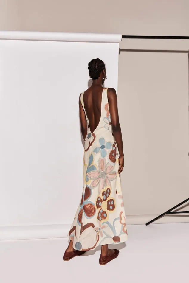 VRG GRL MidiMaxi Dresses Art Of Bloom Linen Bias Cut Maxi Dress Flower 8211 Women VRG GRL MidiMaxi Dresses Art Of Bloom Linen Bias Cut Maxi Dress Flower 8211 Women