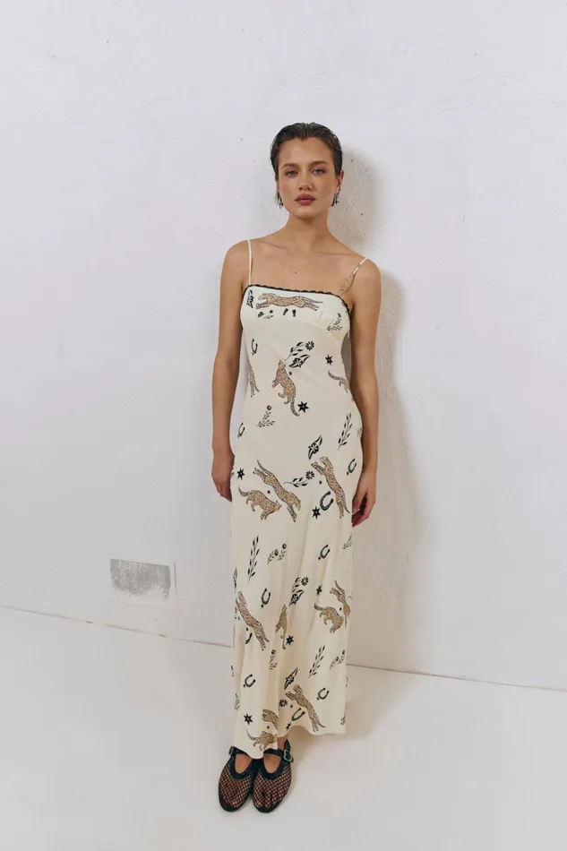 VRG GRL MidiMaxi Dresses Cosmic Bias Cut Maxi Dress Cream 8211 Women