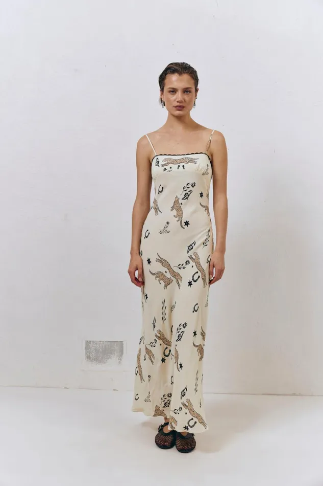 VRG GRL MidiMaxi Dresses Cosmic Bias Cut Maxi Dress Cream 8211 Women VRG GRL MidiMaxi Dresses Cosmic Bias Cut Maxi Dress Cream 8211 Women