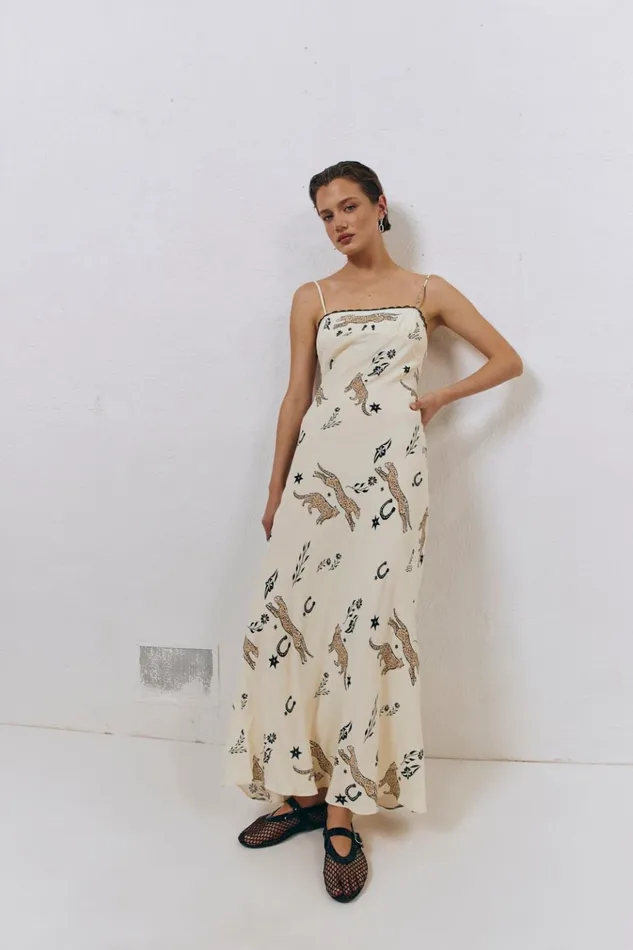 VRG GRL MidiMaxi Dresses Cosmic Bias Cut Maxi Dress Cream 8211 Women VRG GRL MidiMaxi Dresses Cosmic Bias Cut Maxi Dress Cream 8211 Women