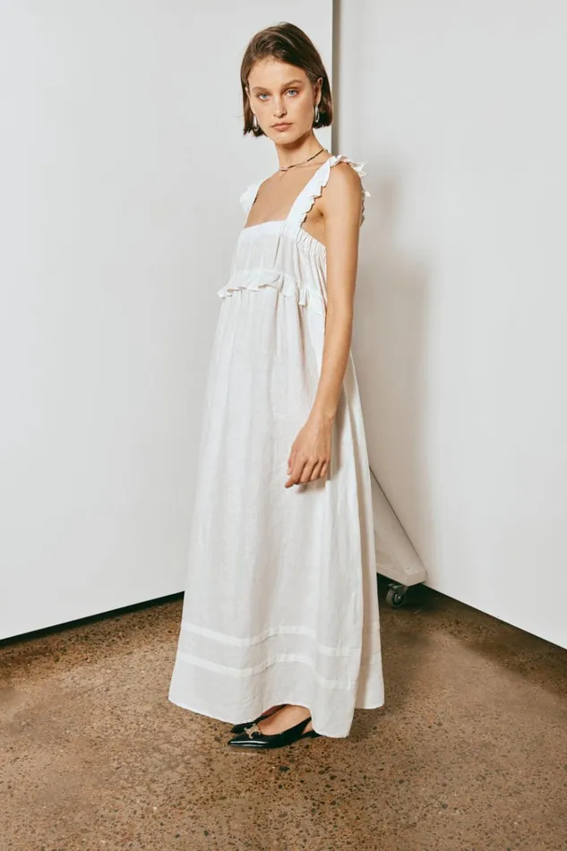 VRG GRL MidiMaxi Dresses Curate and Create Smock Maxi Dress White 8211 Women