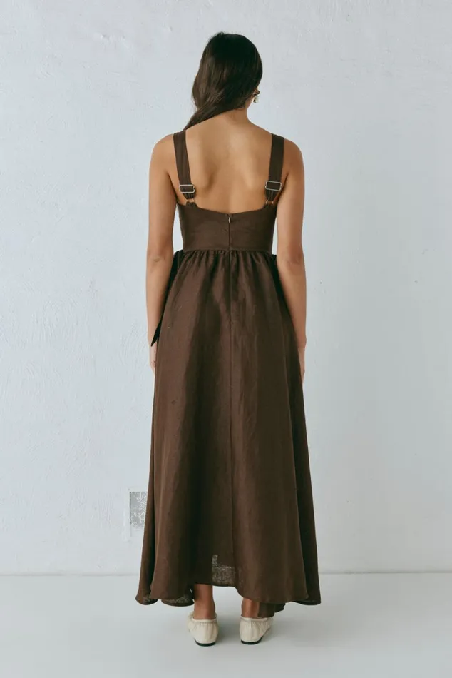 VRG GRL MidiMaxi Dresses Daphne Linen Midi Dress Chocolate 8211 Women VRG GRL MidiMaxi Dresses Daphne Linen Midi Dress Chocolate 8211 Women