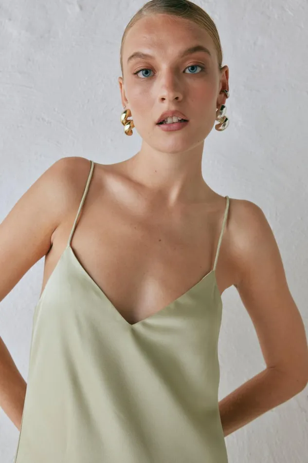 VRG GRL MidiMaxi Dresses Ida Satin Maxi Dress Sage 8211 Women VRG GRL MidiMaxi Dresses Ida Satin Maxi Dress Sage 8211 Women