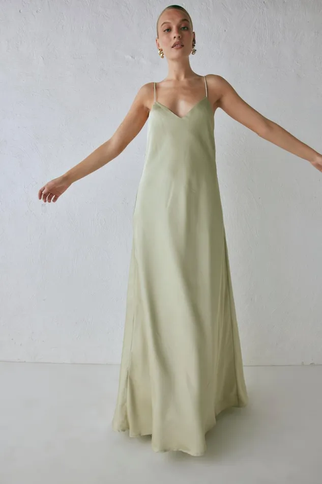 VRG GRL MidiMaxi Dresses Ida Satin Maxi Dress Sage 8211 Women VRG GRL MidiMaxi Dresses Ida Satin Maxi Dress Sage 8211 Women