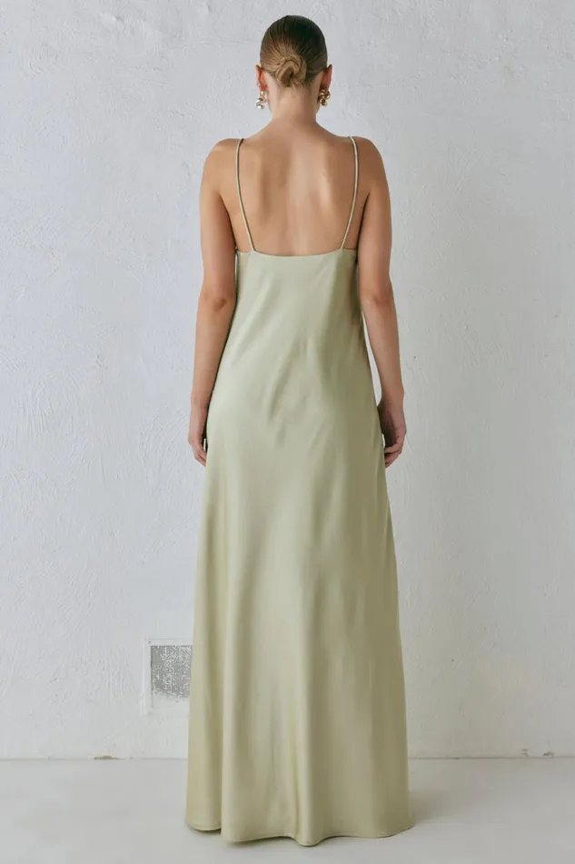 VRG GRL MidiMaxi Dresses Ida Satin Maxi Dress Sage 8211 Women VRG GRL MidiMaxi Dresses Ida Satin Maxi Dress Sage 8211 Women