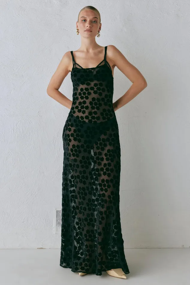 VRG GRL MidiMaxi Dresses Iris Bias Cut Maxi Dress Black 8211 Women