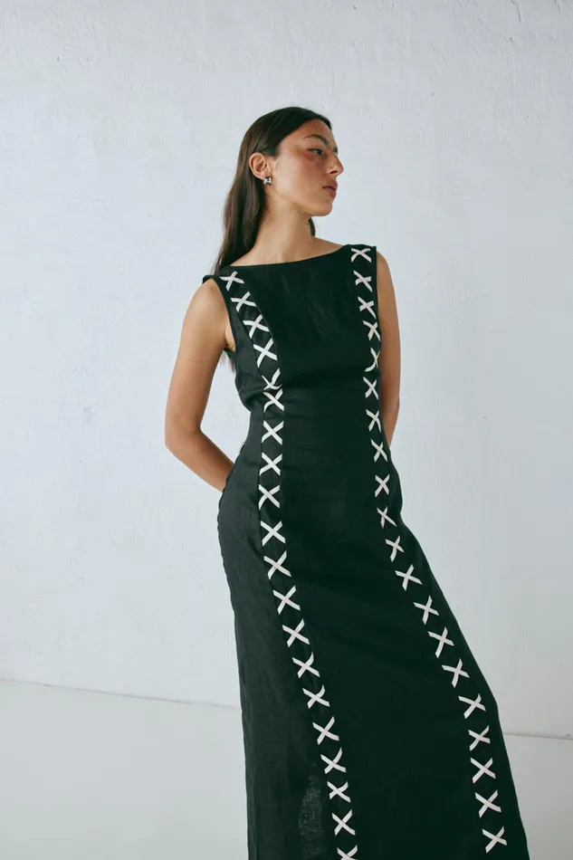 VRG GRL MidiMaxi Dresses Maja Linen Maxi Dress Black 8211 Women VRG GRL MidiMaxi Dresses Maja Linen Maxi Dress Black 8211 Women