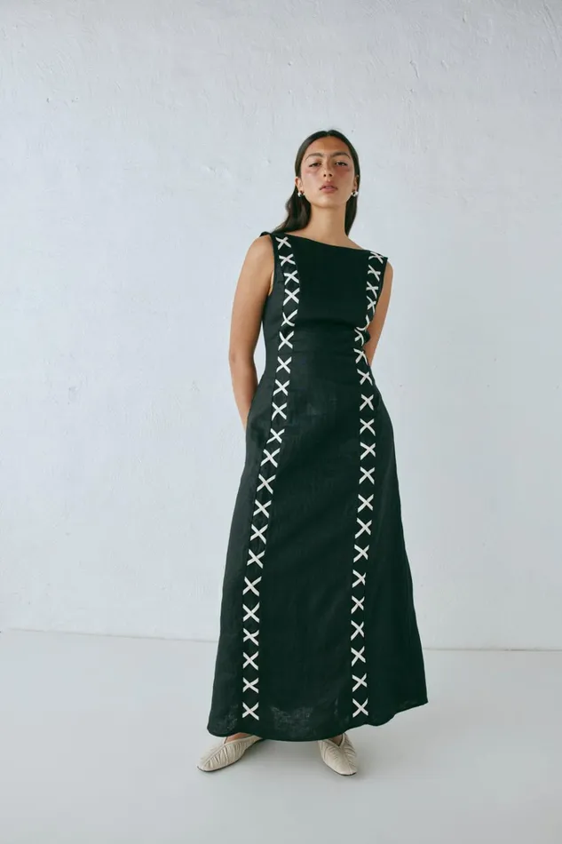 VRG GRL MidiMaxi Dresses Maja Linen Maxi Dress Black 8211 Women VRG GRL MidiMaxi Dresses Maja Linen Maxi Dress Black 8211 Women