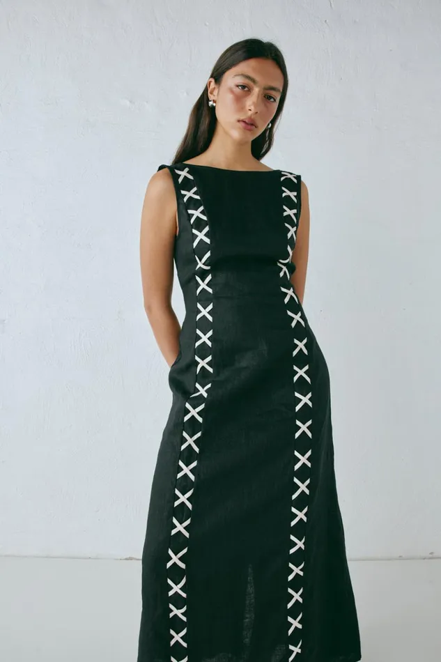 VRG GRL MidiMaxi Dresses Maja Linen Maxi Dress Black 8211 Women VRG GRL MidiMaxi Dresses Maja Linen Maxi Dress Black 8211 Women