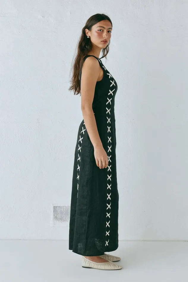 VRG GRL MidiMaxi Dresses Maja Linen Maxi Dress Black 8211 Women VRG GRL MidiMaxi Dresses Maja Linen Maxi Dress Black 8211 Women