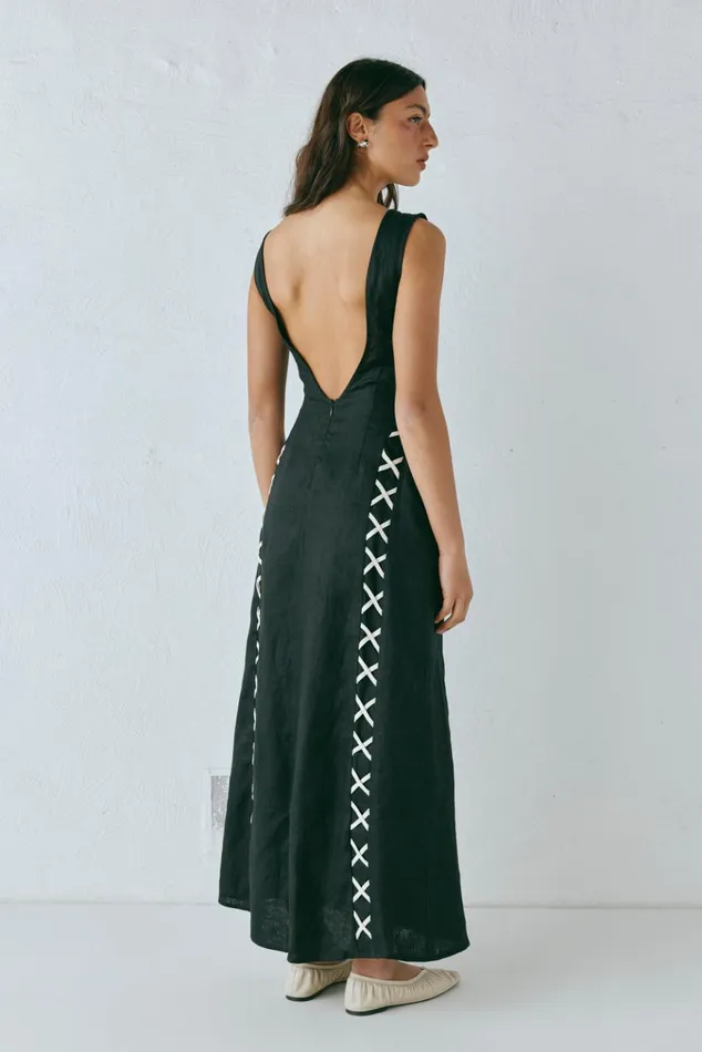 VRG GRL MidiMaxi Dresses Maja Linen Maxi Dress Black 8211 Women VRG GRL MidiMaxi Dresses Maja Linen Maxi Dress Black 8211 Women