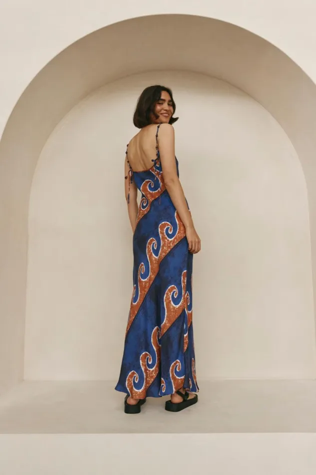 VRG GRL MidiMaxi Dresses Night Veils Bias Cut Maxi Dress Neptune 8211 Women
