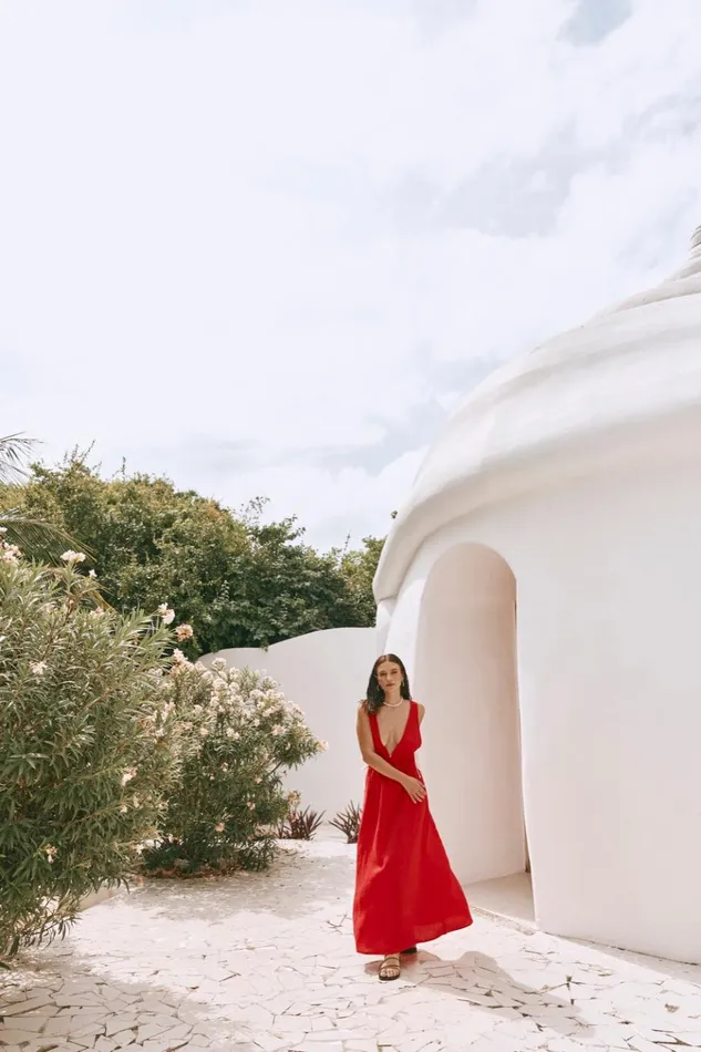 VRG GRL MidiMaxi Dresses Paros Palms Linen Midi Dress Red 8211 Women VRG GRL MidiMaxi Dresses Paros Palms Linen Midi Dress Red 8211 Women