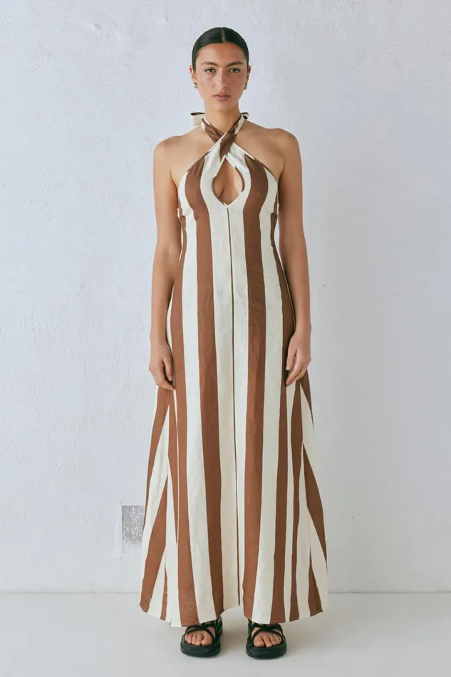VRG GRL MidiMaxi Dresses Polly Linen Maxi Dress Stripe 8211 Women
