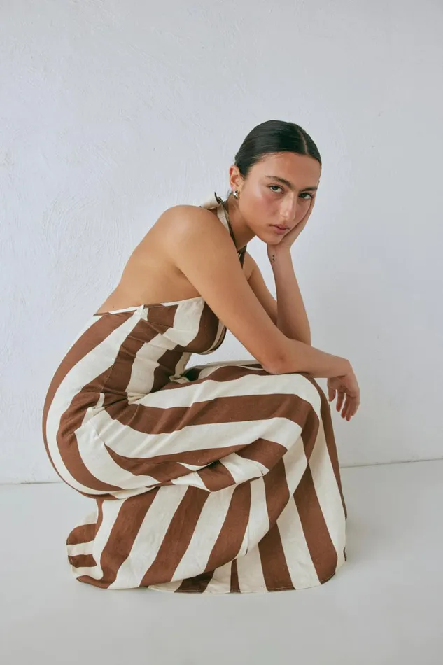 VRG GRL MidiMaxi Dresses Polly Linen Maxi Dress Stripe 8211 Women VRG GRL MidiMaxi Dresses Polly Linen Maxi Dress Stripe 8211 Women