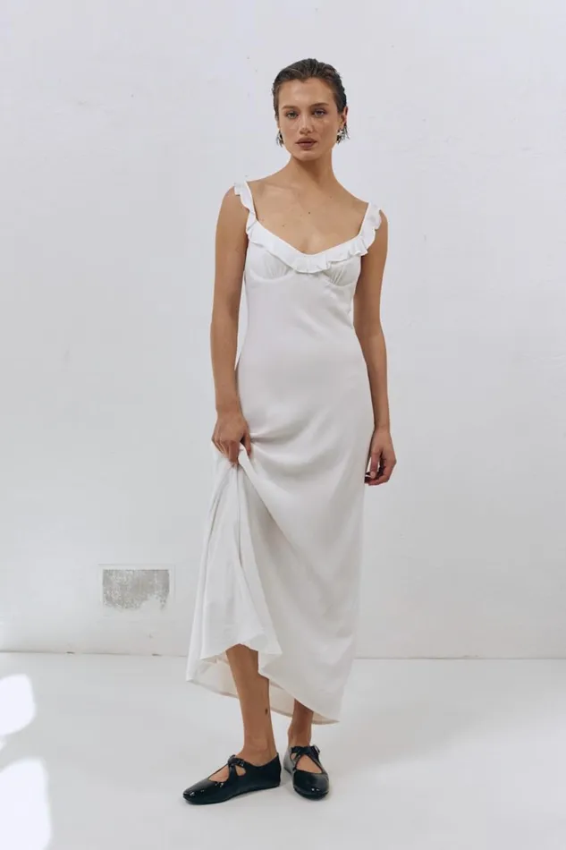 VRG GRL MidiMaxi Dresses Rosalia Bias Cut Midi Dress White 8211 Women