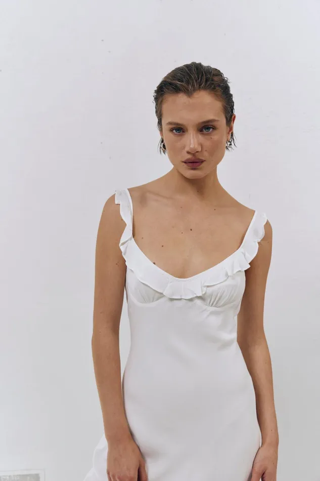 VRG GRL MidiMaxi Dresses Rosalia Bias Cut Midi Dress White 8211 Women VRG GRL MidiMaxi Dresses Rosalia Bias Cut Midi Dress White 8211 Women