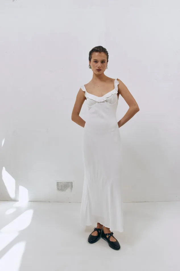 VRG GRL MidiMaxi Dresses Rosalia Bias Cut Midi Dress White 8211 Women VRG GRL MidiMaxi Dresses Rosalia Bias Cut Midi Dress White 8211 Women