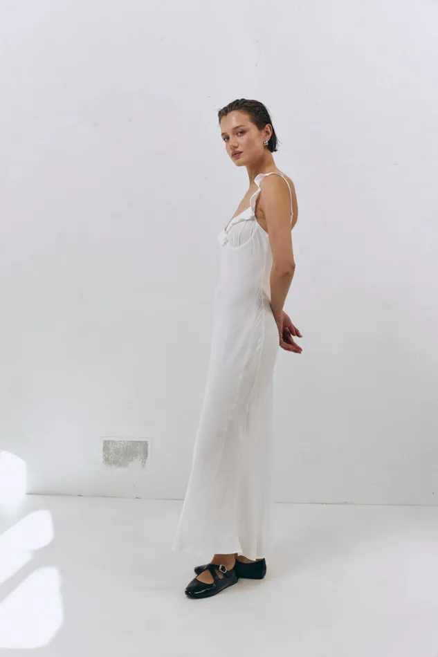 VRG GRL MidiMaxi Dresses Rosalia Bias Cut Midi Dress White 8211 Women VRG GRL MidiMaxi Dresses Rosalia Bias Cut Midi Dress White 8211 Women