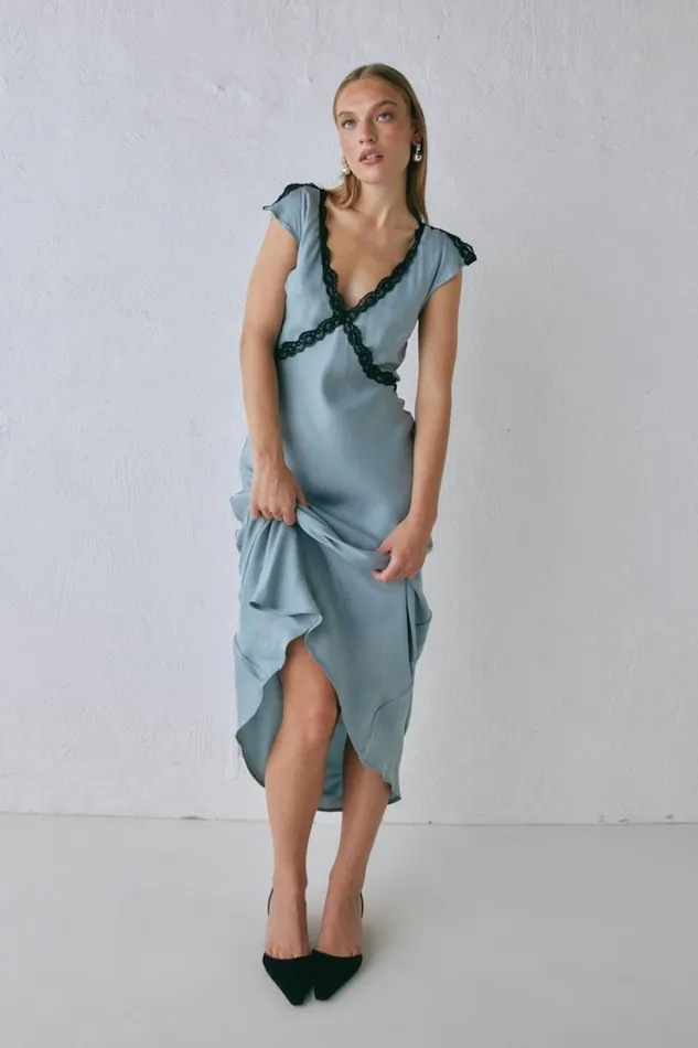 VRG GRL MidiMaxi Dresses The Ivy Bias Cut Maxi Dress Steel 8211 Women