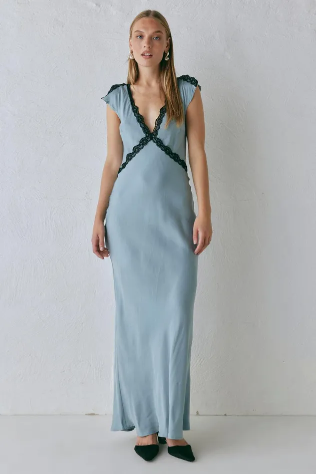 VRG GRL MidiMaxi Dresses The Ivy Bias Cut Maxi Dress Steel 8211 Women VRG GRL MidiMaxi Dresses The Ivy Bias Cut Maxi Dress Steel 8211 Women