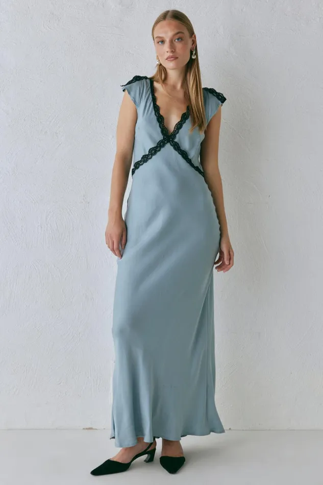 VRG GRL MidiMaxi Dresses The Ivy Bias Cut Maxi Dress Steel 8211 Women VRG GRL MidiMaxi Dresses The Ivy Bias Cut Maxi Dress Steel 8211 Women