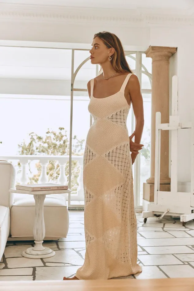 VRG GRL MidiMaxi Dresses Vinca Knit Maxi Dress Ecru 8211 Women