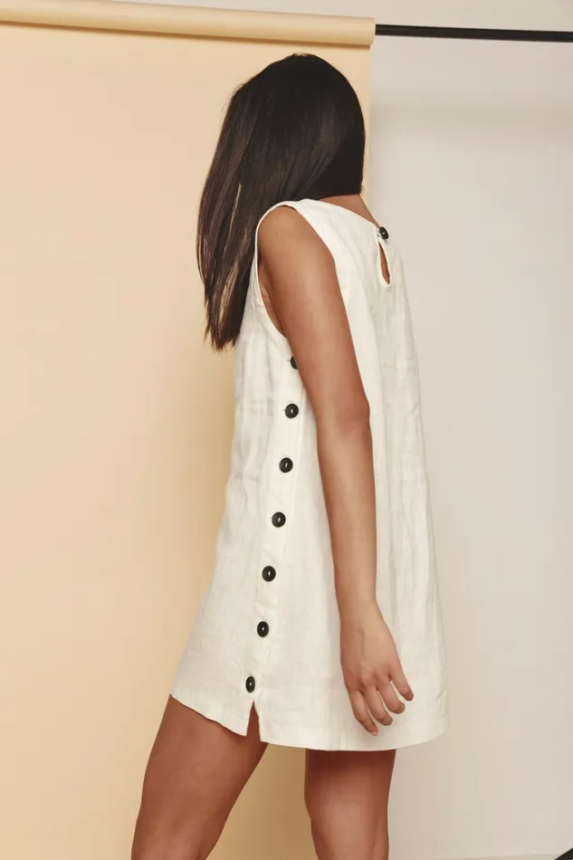 VRG GRL Mini Dresses Annabelle Linen Mini Dress White 8211 Women VRG GRL Mini Dresses Annabelle Linen Mini Dress White 8211 Women