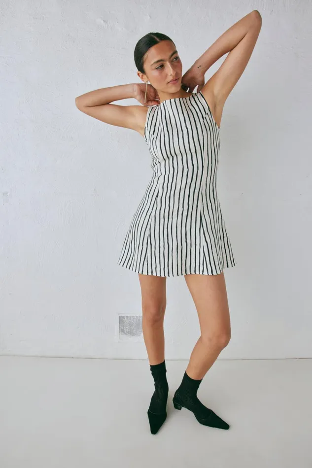 VRG GRL Mini Dresses Chloe Linen Mini Dress Black 8211 Women