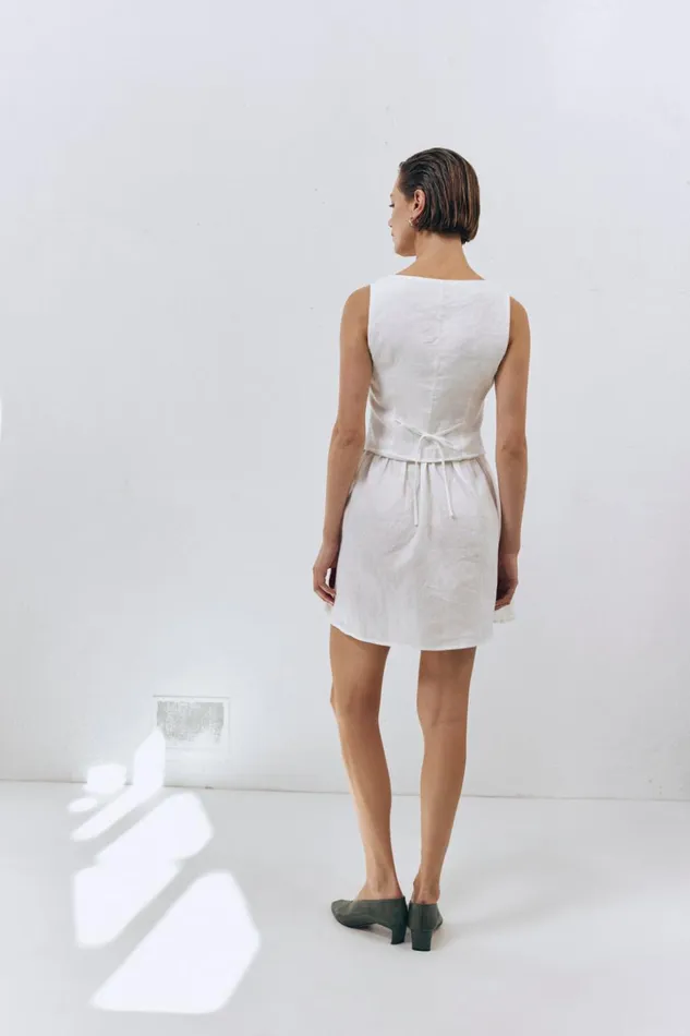 VRG GRL Mini Dresses Ma Cherie Linen Mini Dress White 8211 Women VRG GRL Mini Dresses Ma Cherie Linen Mini Dress White 8211 Women