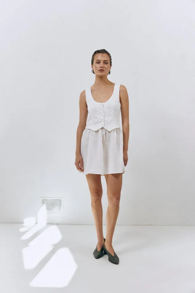 VRG GRL Mini Dresses Ma Cherie Linen Mini Dress White 8211 Women VRG GRL Mini Dresses Ma Cherie Linen Mini Dress White 8211 Women