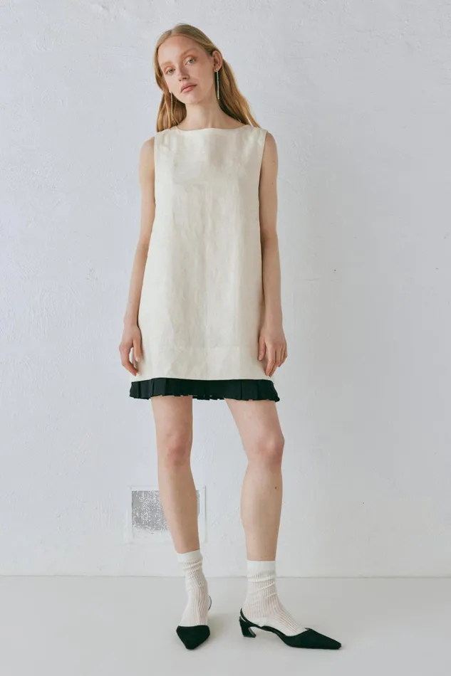 VRG GRL Mini Dresses Musa Linen Mini Dress Cream 8211 Women
