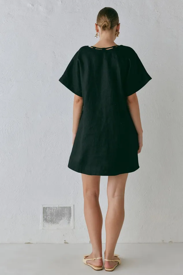 VRG GRL Mini Dresses Nellie Linen Mini Dress Black 8211 Women VRG GRL Mini Dresses Nellie Linen Mini Dress Black 8211 Women