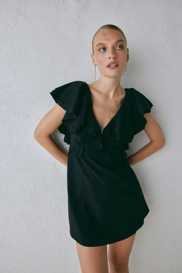 VRG GRL Mini Dresses Party Nights Frill Mini Dress Black 8211 Women