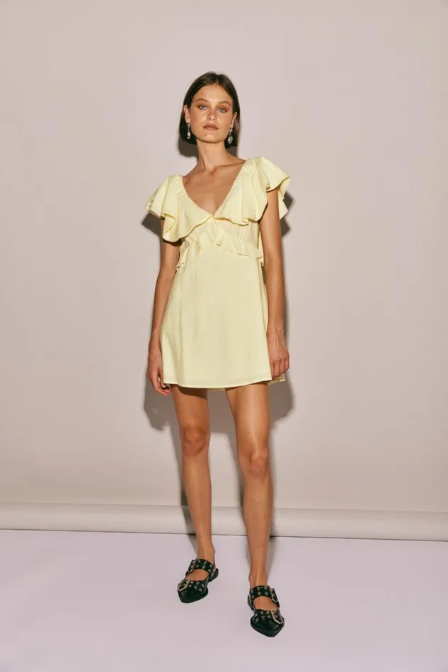 VRG GRL Mini Dresses Party Nights Frill Mini Dress Lemon 8211 Women