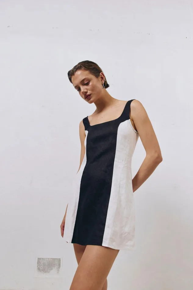 VRG GRL Mini Dresses Saskia Linen Mini Dress Black 8211 Women VRG GRL Mini Dresses Saskia Linen Mini Dress Black 8211 Women