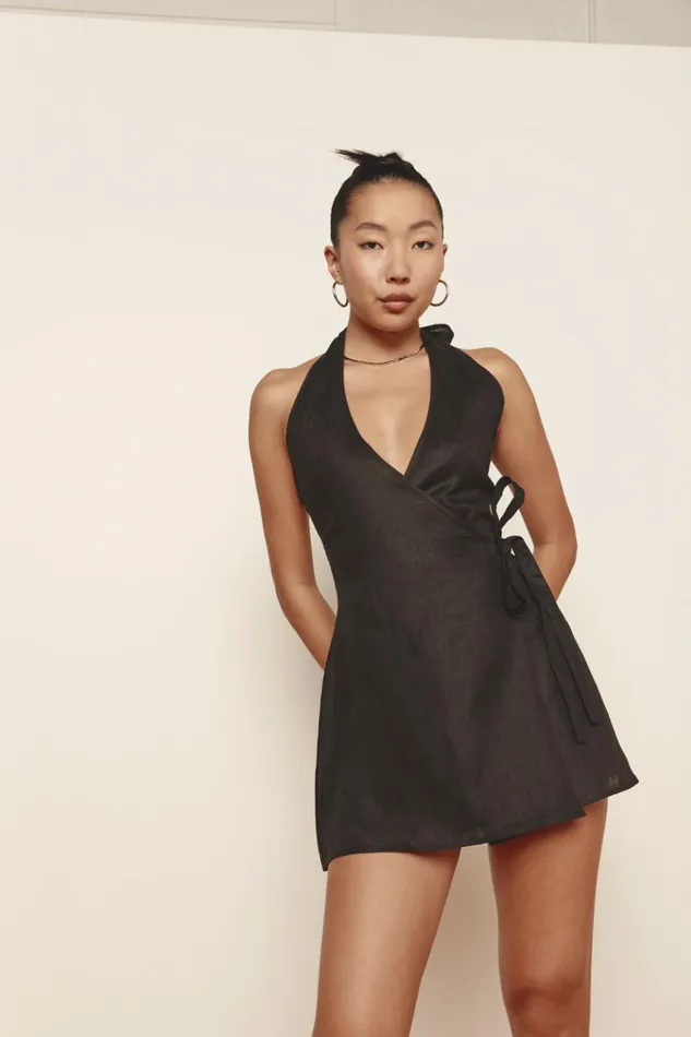 VRG GRL Mini Dresses Sonny Linen Mini Dress Black 8211 Women VRG GRL Mini Dresses Sonny Linen Mini Dress Black 8211 Women