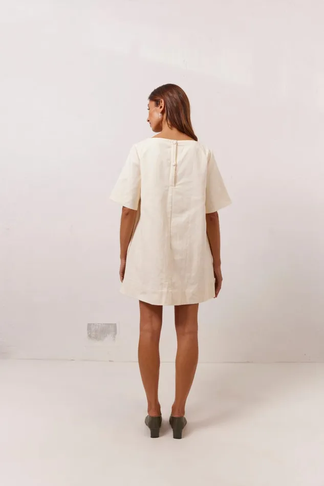 VRG GRL Mini Dresses Suki Denim Mini Dress Cream 8211 Women VRG GRL Mini Dresses Suki Denim Mini Dress Cream 8211 Women